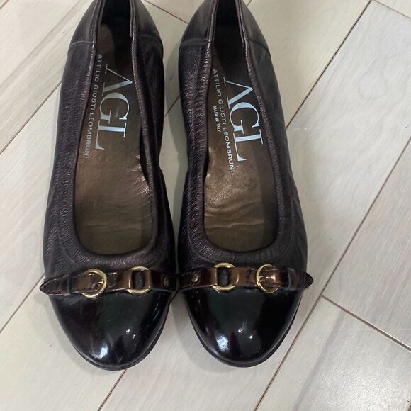 AGL Attilio Giusti Leombruni Womens Monica Cap Toe Ballet Flats Brown Size 38.5 - Picture 1 of 6